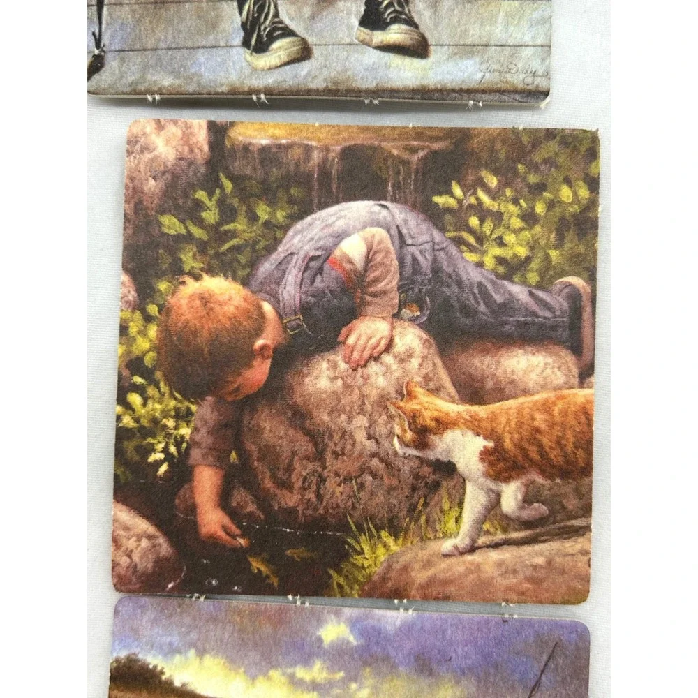 Jim Daly Americana Art Coasters Set of 7 Vintage Nostalgic Childhood Scenes